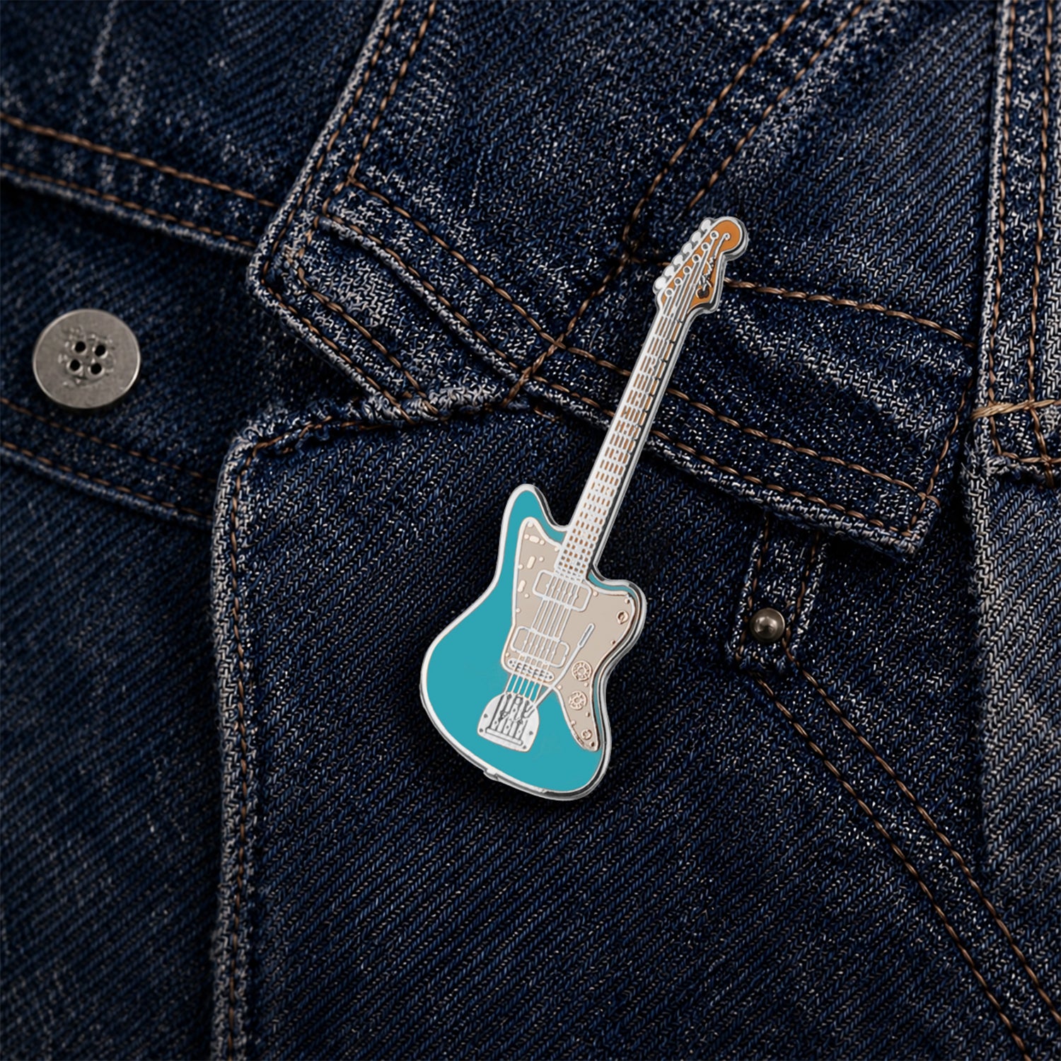 Jazzmaster-Style Guitar Enamel Pin Badge