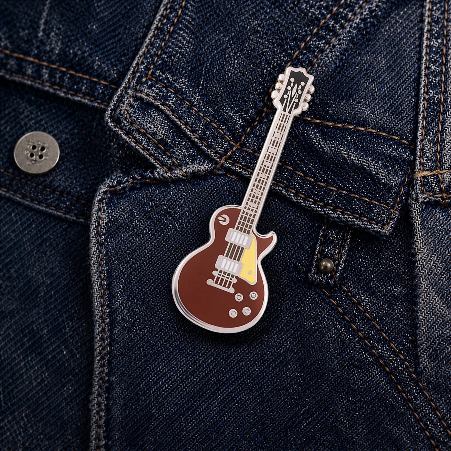 Les Paul Style Guitar Enamel Pin Badge