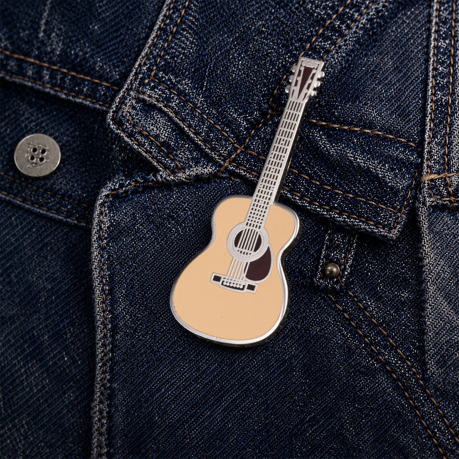 Martin-Style Acoustic Guitar Enamel Pin Badge