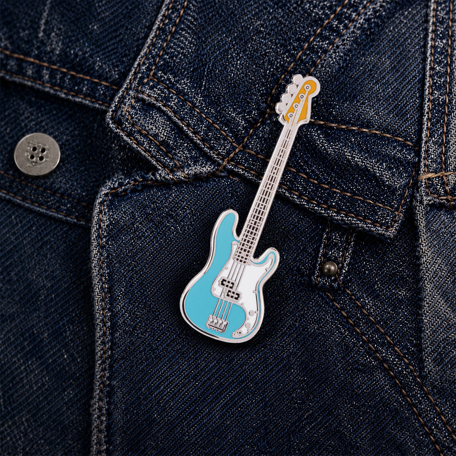 Precision-Style Bass Guitar Enamel Pin Badge