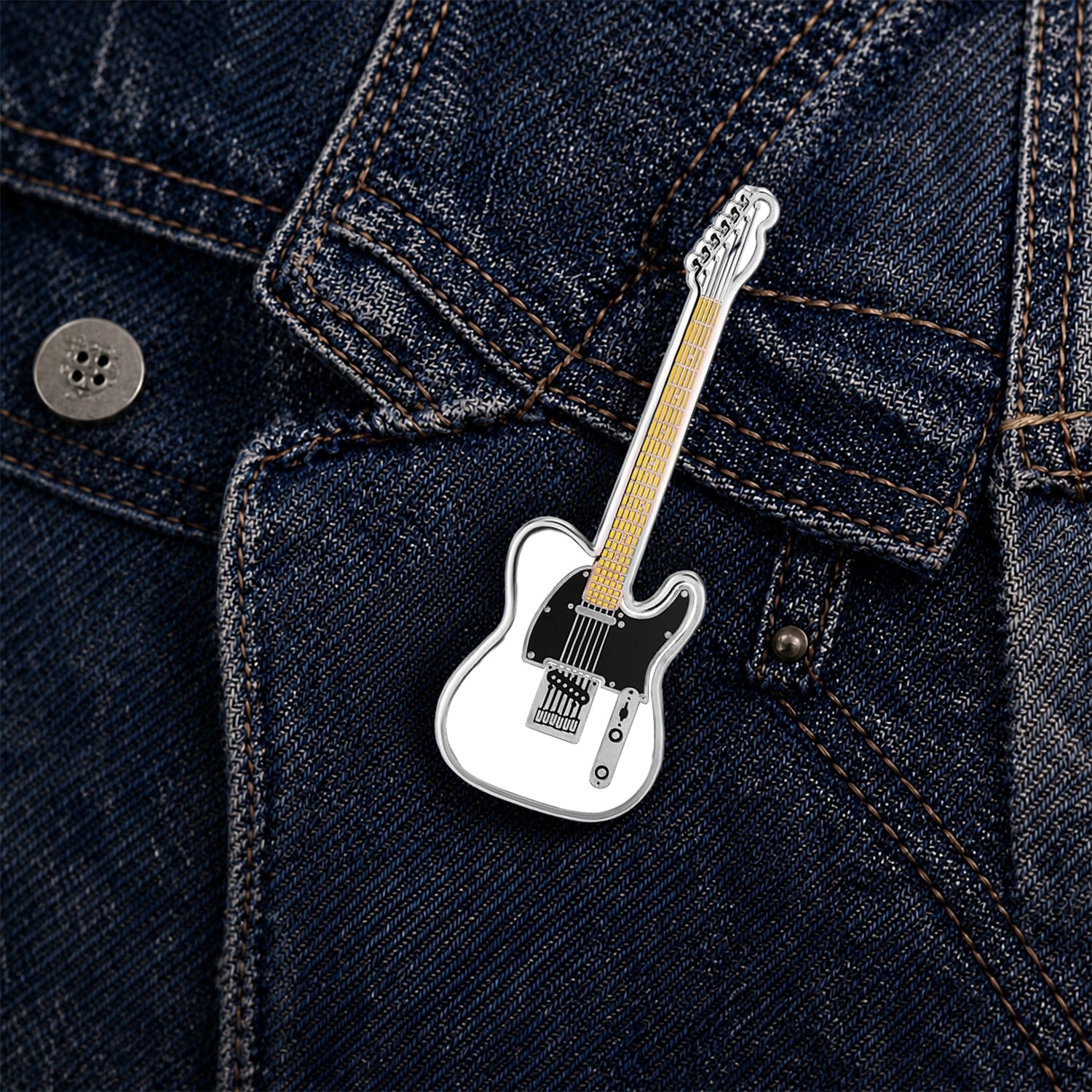 Keith Richards Tele-Style Guitar Enamel Pin Badge