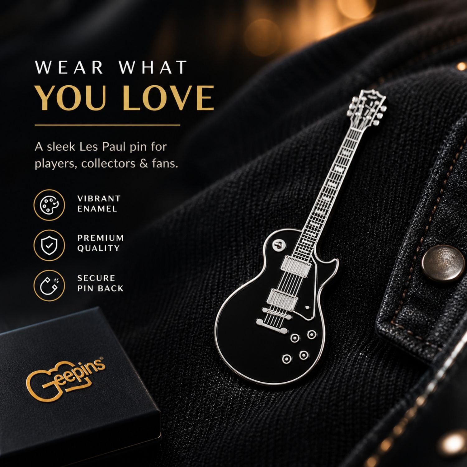 Les Paul Style Guitar Enamel Pin Badge