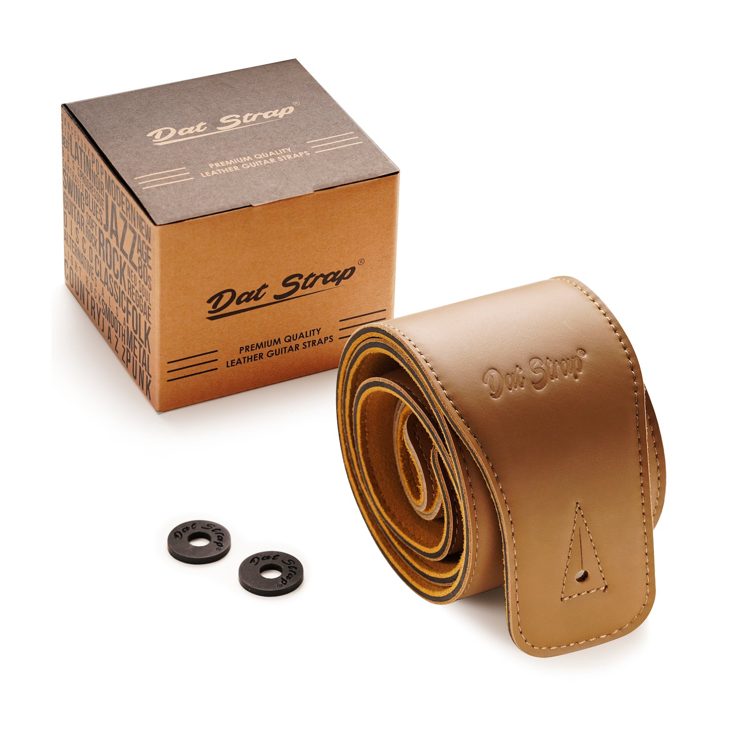 Dat Strap Wide Leather Guitar Strap - Light Brown