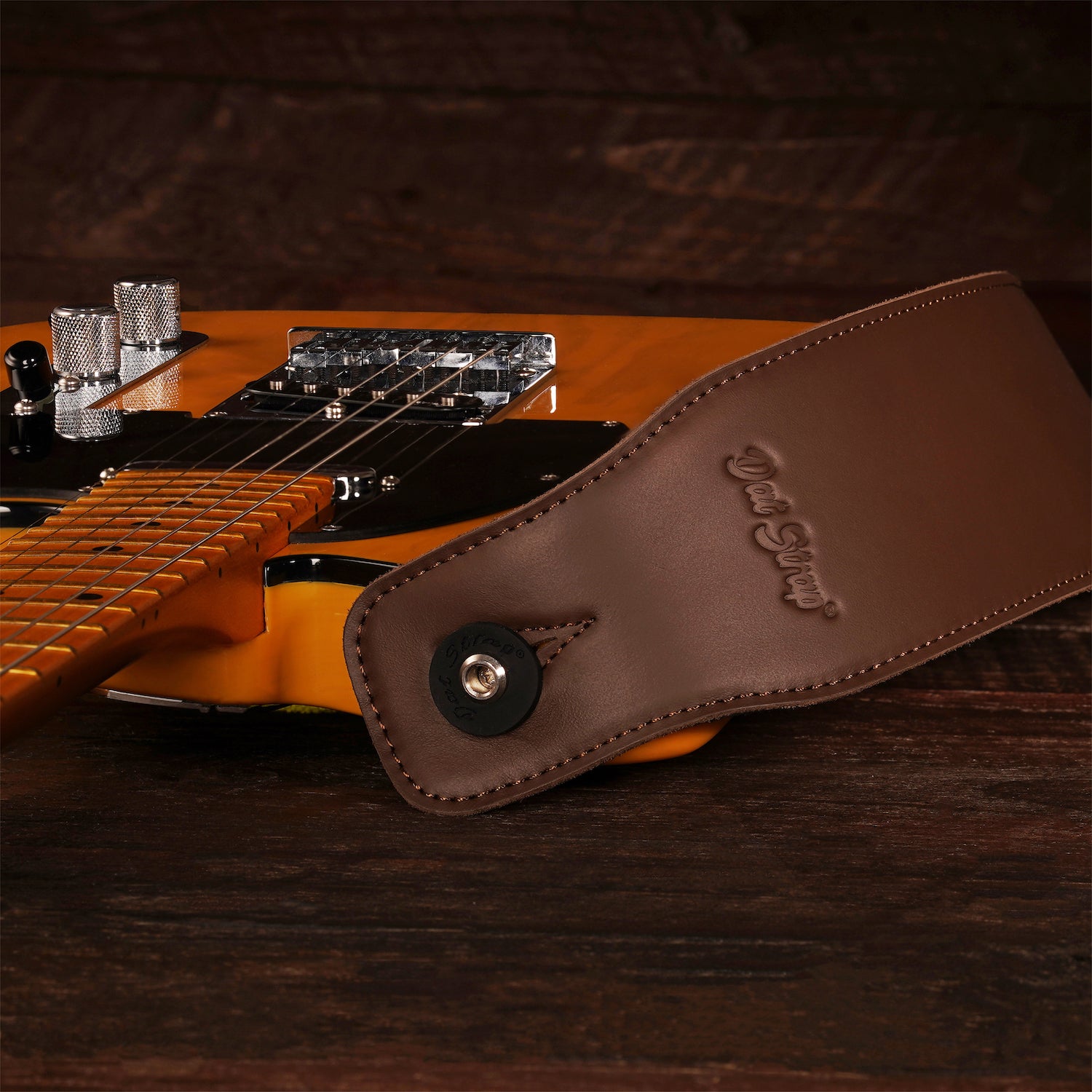 Dat Strap Wide Leather Guitar Strap - Dark Brown