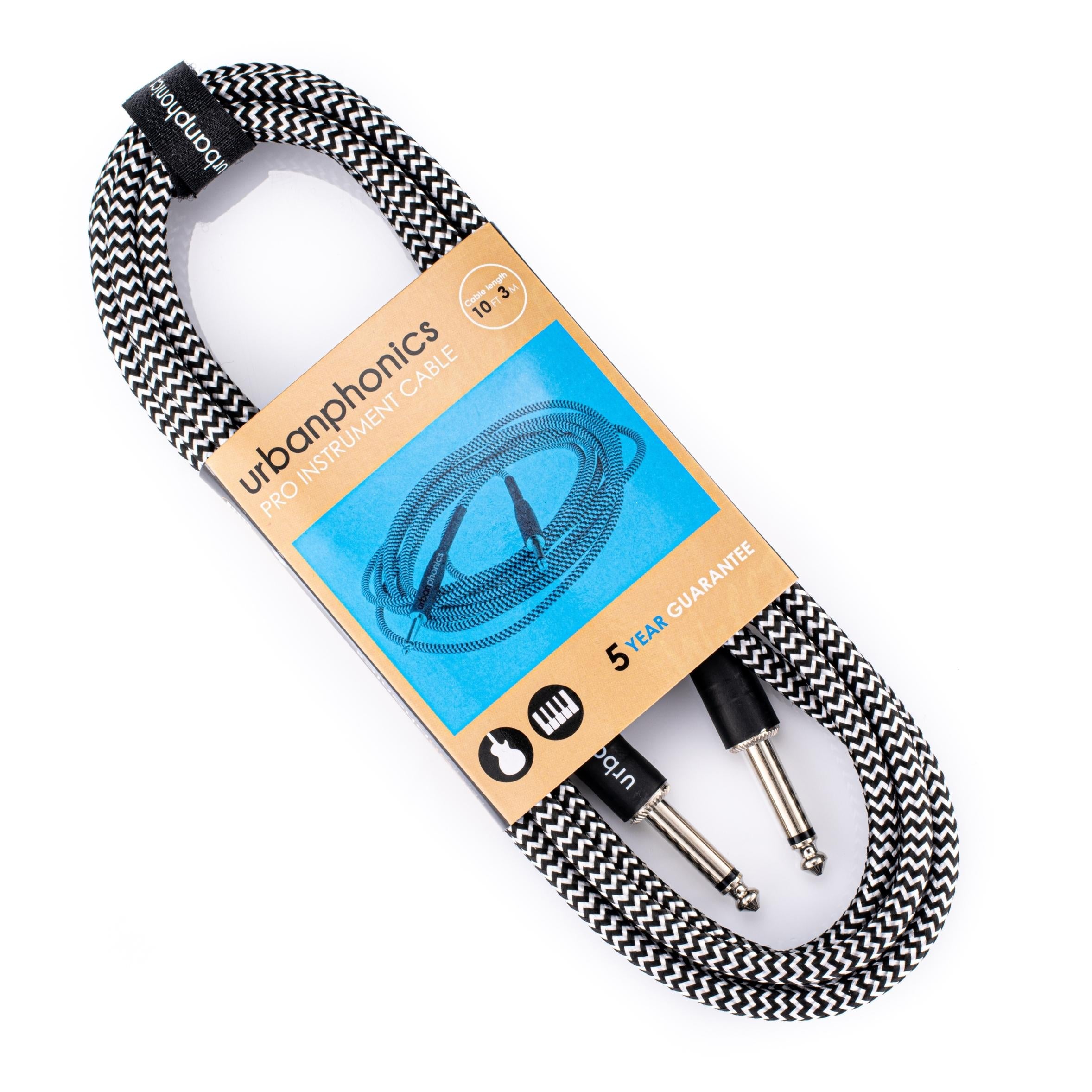 Urbanphonics Instrument Cable - Black & White Tweed